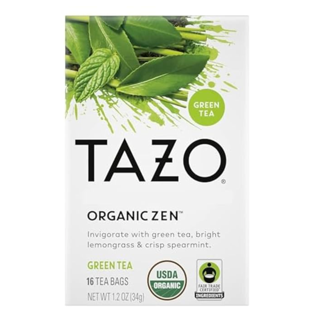 Tazo Tea Bags, Organic Zen Green Tea, 16 Tea Bags (1 Box or 6)